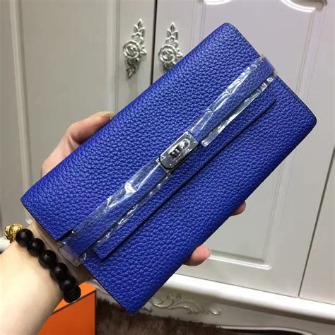 hermes kelly wallet blue|Hermes kelly wallet with strap.